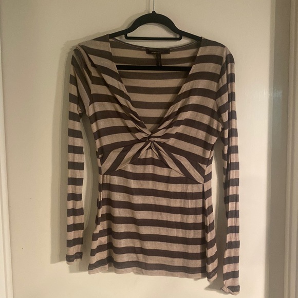 Top, Sweater, BCBG, Taupe/Tan stripes, Medium - Picture 1 of 4